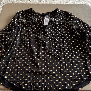 Torrid Black Top with Gold Heart Design